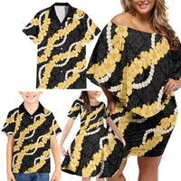 Aloha Melemele Hibiscus Pikake Lei Family Matching Off Shoulder Short Dress and Hawaiian Shirt Hawaiian Quilt Pattern