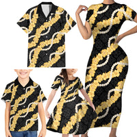 Aloha Melemele Hibiscus Pikake Lei Family Matching Short Sleeve Bodycon Dress and Hawaiian Shirt Hawaiian Quilt Pattern