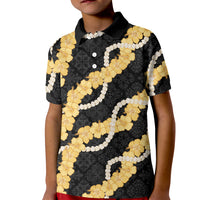 Aloha Melemele Hibiscus Pikake Lei Kid Polo Shirt Hawaiian Quilt Pattern LT9 Kid Black - Polynesian Pride