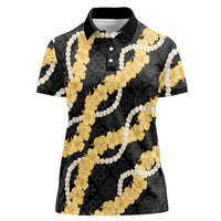 Aloha Melemele Hibiscus Pikake Lei Women Polo Shirt Hawaiian Quilt Pattern
