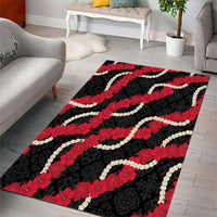 Aloha Ula'ula Hibiscus Pikake Lei Area Rug Hawaiian Quilt Pattern LT9 - Polynesian Pride