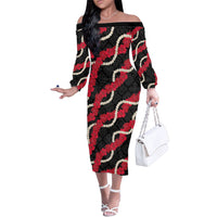 Aloha Ula'ula Hibiscus Pikake Lei Family Matching Off The Shoulder Long Sleeve Dress and Hawaiian Shirt Hawaiian Quilt Pattern