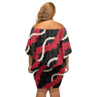 Aloha Ula'ula Hibiscus Pikake Lei Family Matching Off Shoulder Short Dress and Hawaiian Shirt Hawaiian Quilt Pattern