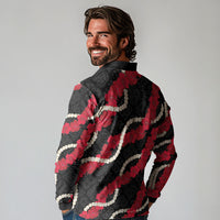 Aloha Ula'ula Hibiscus Pikake Lei Long Sleeve Polo Shirt Hawaiian Quilt Pattern LT9 - Polynesian Pride