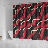 Aloha Ula'ula Hibiscus Pikake Lei Shower Curtain Hawaiian Quilt Pattern