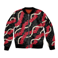 Aloha Ula'ula Hibiscus Pikake Lei Sleeve Zip Bomber Jacket Hawaiian Quilt Pattern