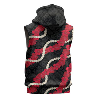 Aloha Ula'ula Hibiscus Pikake Lei Sleeveless Zip Hoodie Hawaiian Quilt Pattern LT9 - Polynesian Pride