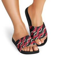 Aloha Ula'ula Hibiscus Pikake Lei Slide Sandals Hawaiian Quilt Pattern