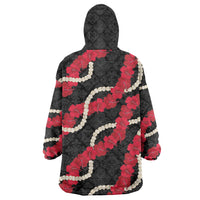 Aloha Ula'ula Hibiscus Pikake Lei Wearable Blanket Hoodie Hawaiian Quilt Pattern LT9 - Polynesian Pride