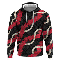 Aloha Ula'ula Hibiscus Pikake Lei Zip Hoodie Hawaiian Quilt Pattern