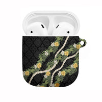 Puakenikeni Anthurium Pikake Lei AirPods Case Hawaiian Quilt Pattern