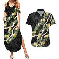 Puakenikeni Anthurium Pikake Lei Couples Matching Summer Maxi Dress and Hawaiian Shirt Hawaiian Quilt Pattern