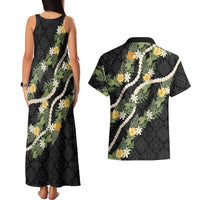 Puakenikeni Anthurium Pikake Lei Couples Matching Tank Maxi Dress and Hawaiian Shirt Hawaiian Quilt Pattern