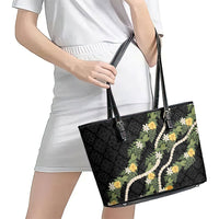Puakenikeni Anthurium Pikake Lei Leather Tote Bag Hawaiian Quilt Pattern