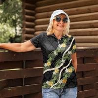Puakenikeni Anthurium Pikake Lei Women Polo Shirt Hawaiian Quilt Pattern
