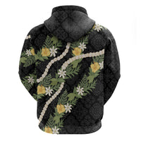 Puakenikeni Anthurium Pikake Lei Zip Hoodie Hawaiian Quilt Pattern
