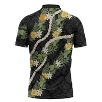 Puakenikeni Anthurium Pikake Lei Zipper Polo Shirt Hawaiian Quilt Pattern