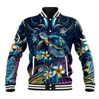 Plumeria Turtles Traditional Tribal Baseball Jacket LT9 Unisex Black - Polynesian Pride