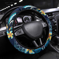 Plumeria Turtles Traditional Tribal Steering Wheel Cover LT9 Universal Fit Black - Polynesian Pride