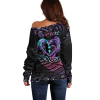 Personalised Your Life Matters Off Shoulder Sweater Suicide Prevention Awareness Semicolon Heart LT9 - Polynesian Pride