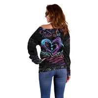 Personalised Your Life Matters Off Shoulder Sweater Suicide Prevention Awareness Semicolon Heart LT9 - Polynesian Pride