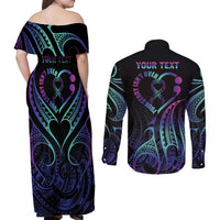 Personalised Your Story Isn't Over Couples Matching Off Shoulder Maxi Dress and Long Sleeve Button Shirt Suicide Prevention Awareness Semicolon Heart