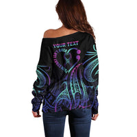 Personalised Your Story Isn't Over Off Shoulder Sweater Suicide Prevention Awareness Semicolon Heart LT9 - Polynesian Pride