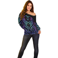 Personalised Your Story Isn't Over Off Shoulder Sweater Suicide Prevention Awareness Semicolon Heart LT9 - Polynesian Pride