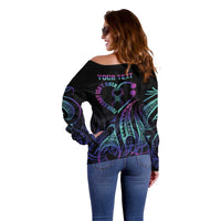 Personalised Your Story Isn't Over Off Shoulder Sweater Suicide Prevention Awareness Semicolon Heart LT9 - Polynesian Pride