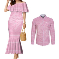 Custom New Zealand Basketball Indigenous Couples Matching Mermaid Dress and Long Sleeve Button Shirt LT9 Pink - Polynesian Pride