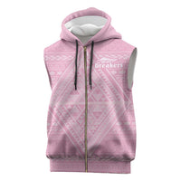 Custom New Zealand Basketball Indigenous Sleeveless Zip Hoodie LT9 Pink - Polynesian Pride