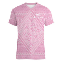 Custom New Zealand Basketball Indigenous Women V-Neck T-Shirt - Polynesian Pride