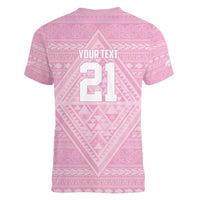 Custom New Zealand Basketball Indigenous Women V-Neck T-Shirt - Polynesian Pride