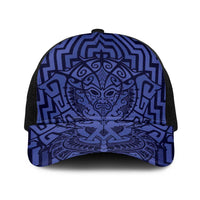 Basketball New Zealand Baseball Net Cap Blue Maori Ta Moko Indigenous LT9 One Size Black Blue - Polynesian Pride