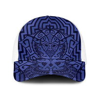 Basketball New Zealand Baseball Net Cap Blue Maori Ta Moko Indigenous LT9 One Size White Blue - Polynesian Pride