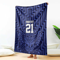 Custom Basketball New Zealand Blanket Blue Maori Ta Moko Indigenous - Polynesian Pride