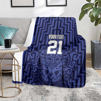Custom Basketball New Zealand Blanket Blue Maori Ta Moko Indigenous - Polynesian Pride