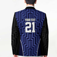 Custom Basketball New Zealand Blazer Blue Maori Ta Moko Indigenous - Polynesian Pride