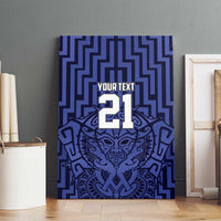 Custom Basketball New Zealand Canvas Wall Art Blue Maori Ta Moko Indigenous LT9 - Polynesian Pride