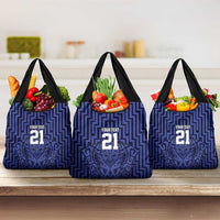 Custom Basketball New Zealand Grocery Bag Blue Maori Ta Moko Indigenous LT9 3-pack One Size Blue - Polynesian Pride