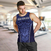 Custom Basketball New Zealand Men Tank Top Blue Maori Ta Moko Indigenous LT9 Blue - Polynesian Pride