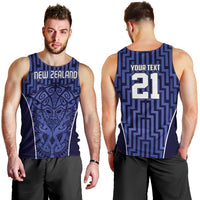 Custom Basketball New Zealand Men Tank Top Blue Maori Ta Moko Indigenous LT9 - Polynesian Pride