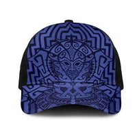 Basketball New Zealand Mesh Trucker Cap Blue Maori Ta Moko Indigenous LT9 One Size Black Blue - Polynesian Pride