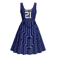 Custom Basketball New Zealand Midi Dress Blue Maori Ta Moko Indigenous - Polynesian Pride