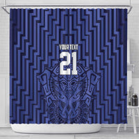 Custom Basketball New Zealand Shower Curtain Blue Maori Ta Moko Indigenous - Polynesian Pride