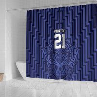 Custom Basketball New Zealand Shower Curtain Blue Maori Ta Moko Indigenous - Polynesian Pride