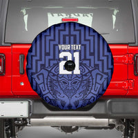 Custom Basketball New Zealand Spare Tire Cover Blue Maori Ta Moko Indigenous - Polynesian Pride