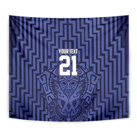 Custom Basketball New Zealand Tapestry Blue Maori Ta Moko Indigenous - Polynesian Pride
