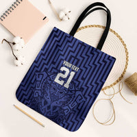 Custom Basketball New Zealand Tote Bag Blue Maori Ta Moko Indigenous LT9 Black Strap One Size Blue - Polynesian Pride