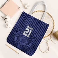 Custom Basketball New Zealand Tote Bag Blue Maori Ta Moko Indigenous LT9 White Strap One Size Blue - Polynesian Pride
